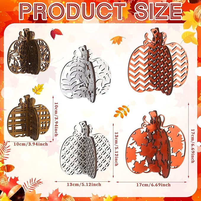 Soaoo 12 Pcs Fall Wooden Table Signs Pumpkin Wood Decoration Thanksgiving Tiered Tray Decor Thanksgiving Table Centerpieces Block Sign Farmhouse Decorations for Home Party