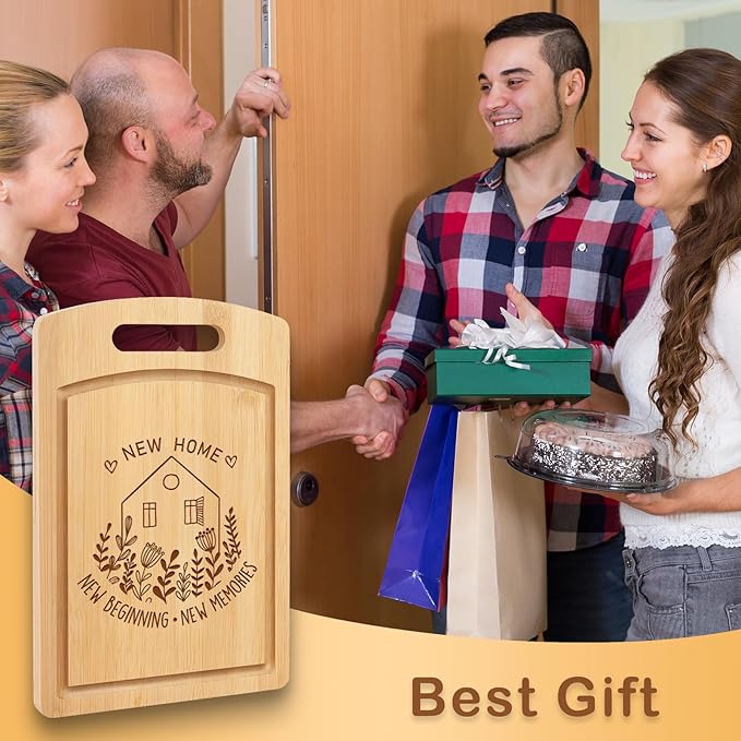 Joeyan House Warming Gifts New Home, Personalized House Warming Gifts, New Home Gift Idea for Women Men Homeowner Hostess, New House First Apartment Essentials, New Home New Memories Cutting Board