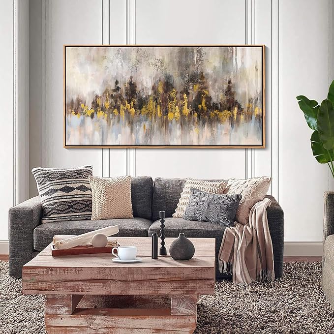 YDYSUNE Gold Abstract Wall Decor - Brown Canvas Wall Art for Living Room- Large Modern Artwork - Oil Painting Pictures for Bedroom Kitchen Home Office