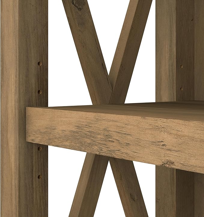 Bush Furniture Tall 5 Shelf Bookcase for Living Room or Home Office, Large Bookshelf, Modern Farmhouse Style, Key West Collection, Reclaimed Pine