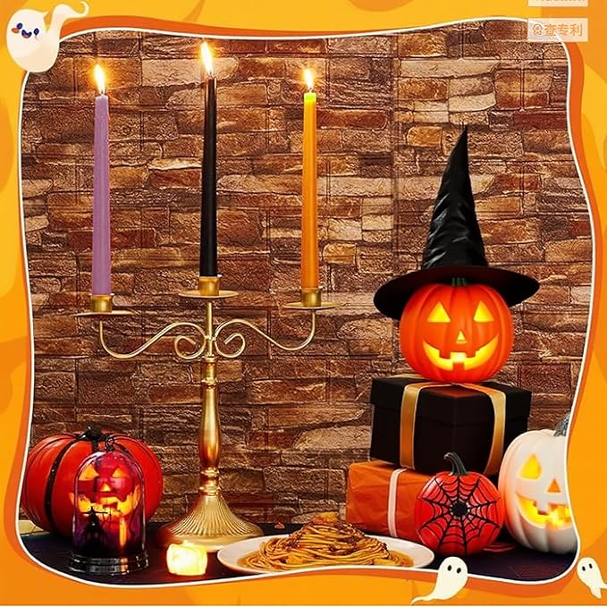6Pcs Halloween Tapered Candle Set,10 Inch Handmade Dripless Candle Stick,Orange/Black/White/Purple Colored Candlesticks,Unscented Candles Taper for Halloween,Thanksgiving,Fall Themed Party