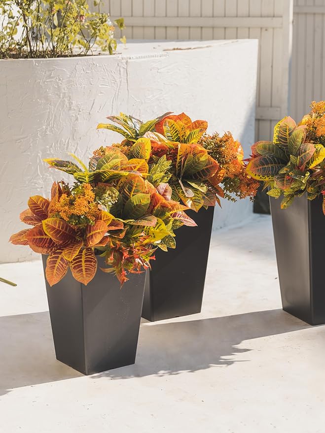 PARTY JOY 12 Bunches Artificial Fall Flowers, Fake Plants Outdoor, Fake Bushes UV Resistant Artificial Flowers Greenery Shrubs Faux Greenery for Outdoor Garden Patio Front Porch Yard Decor