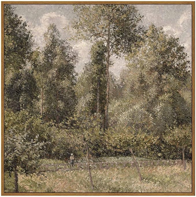 InSimSea Square Framed Canvas Wall Art, Large Decor Poplars in Garden Paintings, Classical Nature Wall Pictures for Bedroom Bathroom Living Room, Canvas Prints Vintage Home Decor 20"x20"