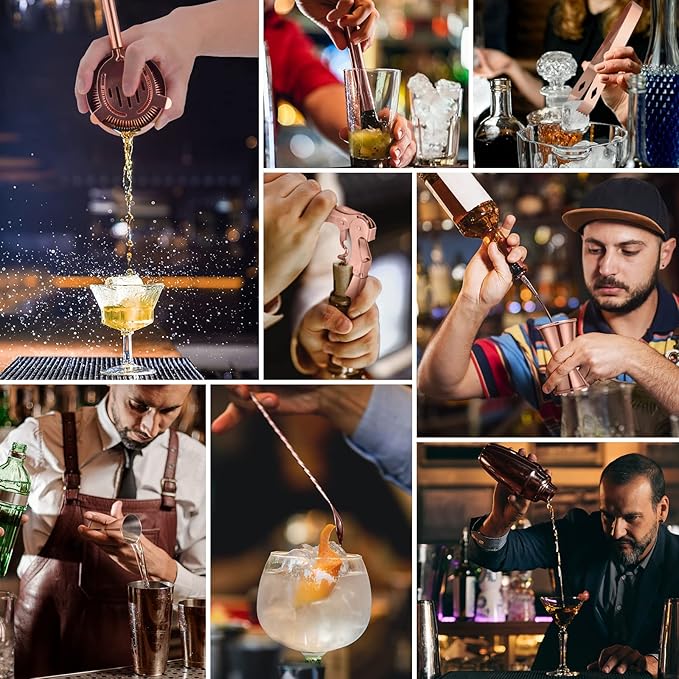 Bartender Kit with Bamboo Stand, 12 Piece 25oz Cocktail Shaker Set with All Essential Bar Tools Set for Drink Mixing, Ideal Gifts for Cocktail Lovers, Home Bar Bartending Kit with Cocktail Recipes