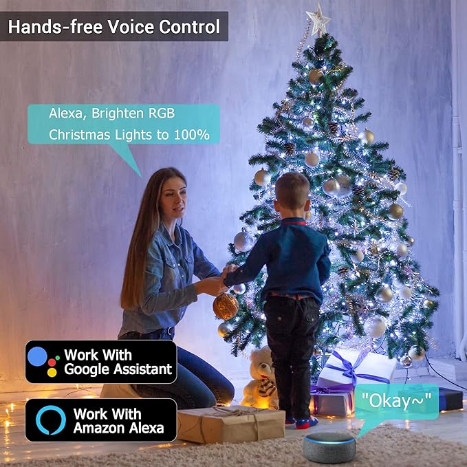 Brizled Smart WiFi Christmas Lights, 99ft 300 LED Smart Color Changing Halloween Lights APP Control, RGB Christmas Tree Light Work with Alexa Google Home for Xmas Halloween Indoor Outdoor Party Decor