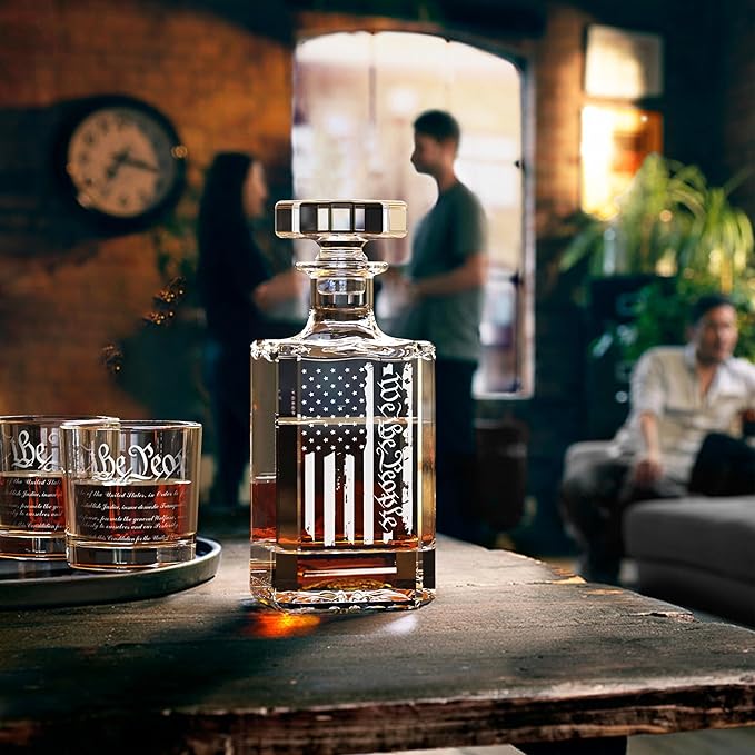 FURSARCAR Retired Gifts for Men Dad, Whiskey Decanter Set with 2 Glasses, Cool Fathers Birthday Present from Daughter Son, Christmas Retirement Gift Liquor Decanter Sets for Man