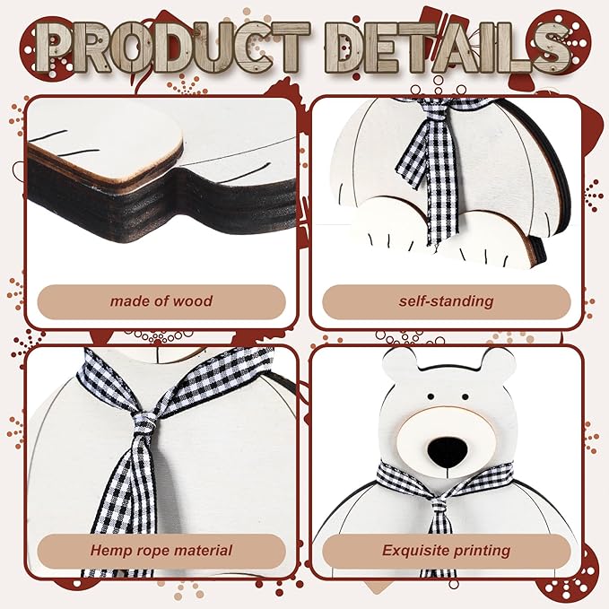 Barydat 3 Pcs Christmas Table Centerpieces Decorations for Home Christmas Rustic Wooden Winter White Bear Nursery Table Sign Decoration for Indoor Home Kitchen Xmas Gifts Party