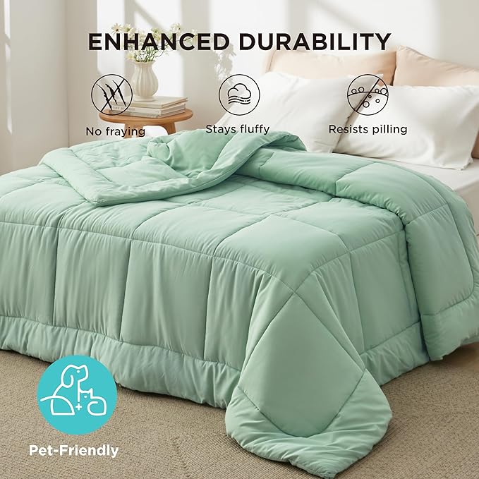 Bedsure Comforter Duvet Insert - Quilted Comforters Oversized King Size, All Season Duvet, GentleSoft Down Alternative Bedding, with 8 Tabs, Gifts for Women, Sage Green, Oversized King 116x98 Inches