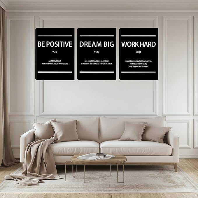Motivational Wall Decor Paintings Inspirational Office Wall Decor Posters Prints 3 Pieces Bedroom Decor Living Room Office Canvas Picture Wall Painting Home Decoration Framed Artwork (48" Wx24 H)