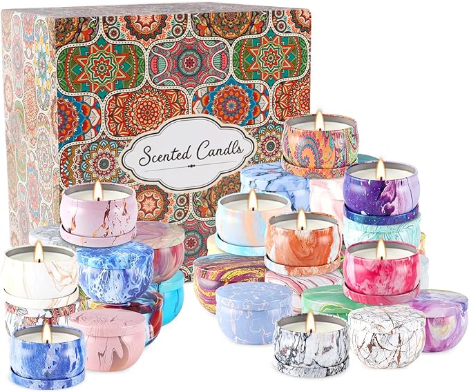 36 Packs Scented Candles Gift Set, Fragrances Candle for Women, 2.5 OZ Portable Jar Candle for for Spa, Yoga, Bath, Aromatherapy, Stress Relief.