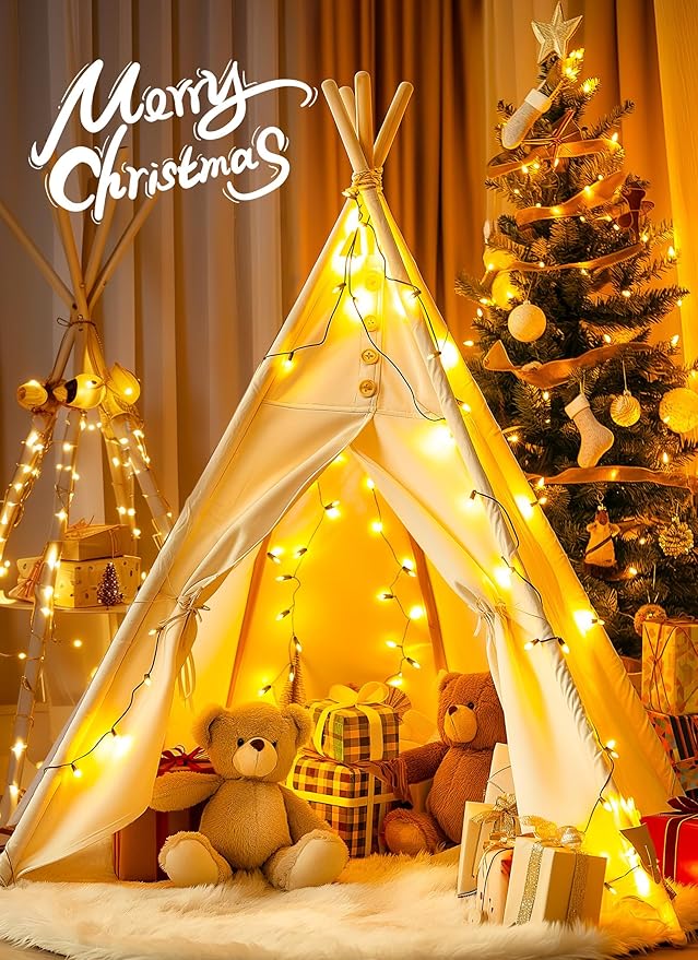 2Pack Christmas String Lights 50 Count 12 Feet Incandescent Bulb Mini Lights for Indoor Xmas Tree Garland Birthday Wedding Party Festival Decoration, Green Wire