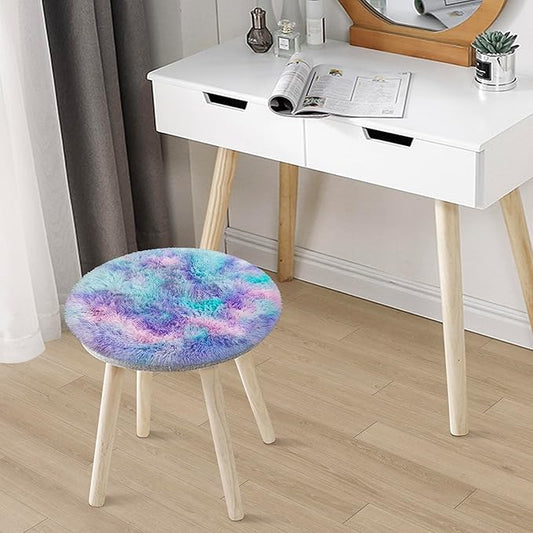 Tie Dye Rainbow Round Rugs Small 2x2 ft Fluffy Circle Rug Furry Carpet Shaggy Circular Fuzzy Plush Area Rug for Girls Bedroom Kids Room Nursery Cute Room Decor Chair Cushion Pet mat Doormat