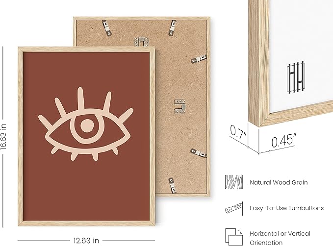 HAUS AND HUES Boho Posters Mid Century Modern Wall Decor - Abstract Art Prints Midcentury Modern Decor, Boho Wall Decor Minimalist Wall Art, Dark Clay Eye Lashes (Beige Framed, 12x16)