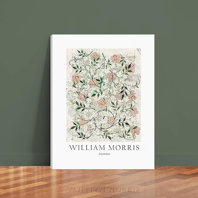 WRFON Sage Green Botanical Wall Art, Vintage Matisse Flower Market Wall Decor, Retro William Morris Floral Canvas Painting Prints for Gallery Wall, Living Room Bedroom Framed 12"x16"x3