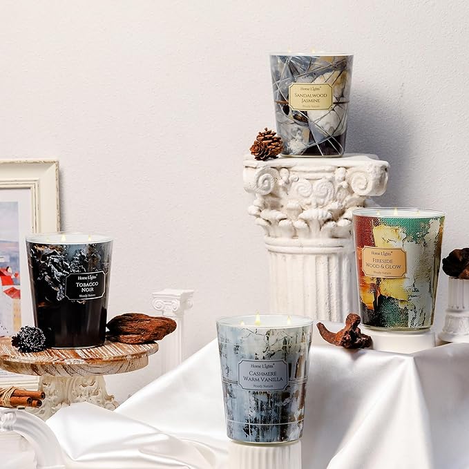 HomeLights Scented Candles for Women & Men, 34oz Candle Jars Aromatherapy 3-Wick Candle, Ideal for Industrial Chic Home Decor and Gifts, Cashmere Warm Vanilla