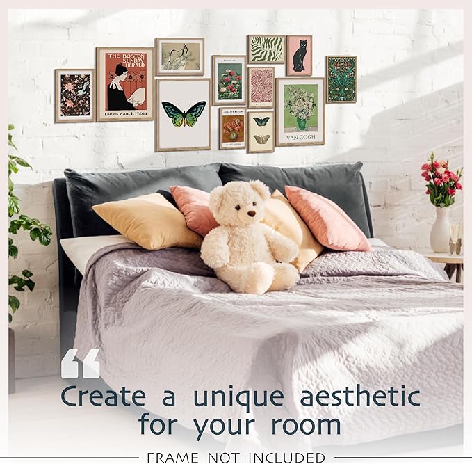 97 Decor Eclectic Wall Decor - Vintage Boho Wall Art Prints, Retro Maximalist Aesthetic Pictures, Gallery Prints Funky Eclectic Posters for Bedroom Home Dorm Decorations (Unframed)