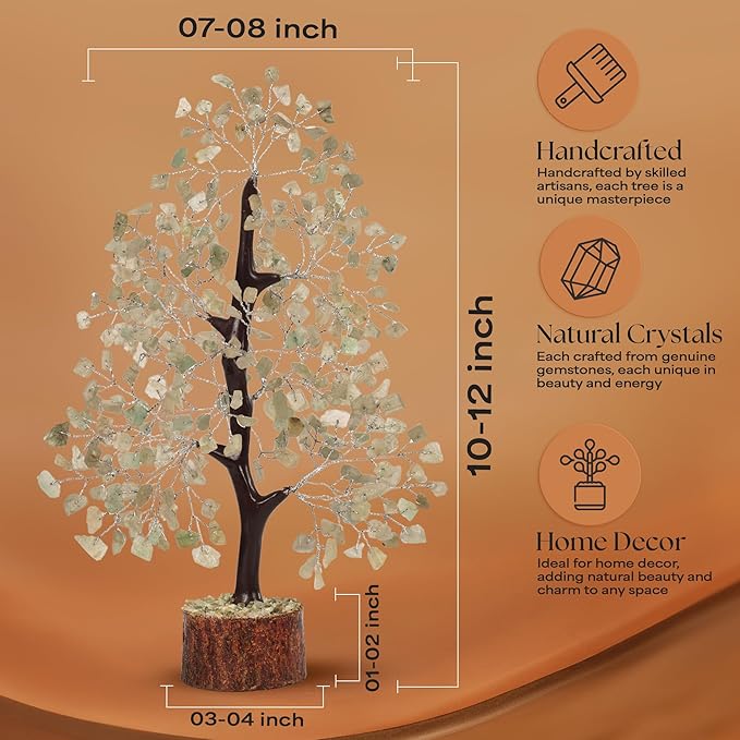 Green Jade Stone Money Tree | Tree of Life | Energy Healing Stones | Feng Shui Bonsai | Reiki Crystal Healing | Good Luck | Chakra Tree | Spiritual | Crystal Gifts | Office Home Decor