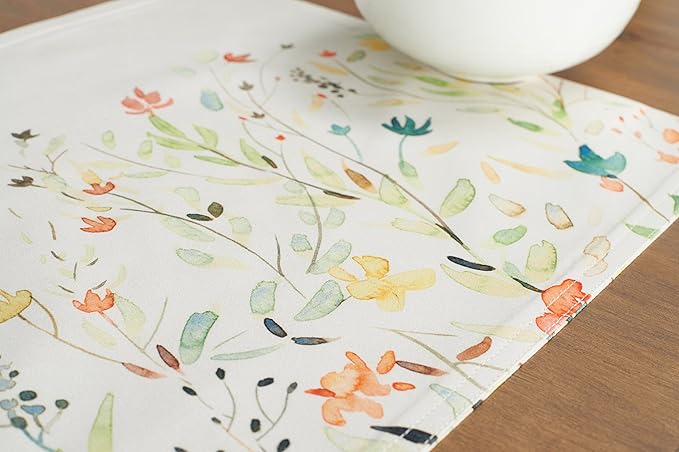 Maison d' Hermine Placemats Set of 2 100% Cotton Washable Cloth Place Mats, Reusable Table Mats for Kitchen Dining Decoration, Party, Wedding, Restaurant Spring/Summer (Colmar, 13" x 19")
