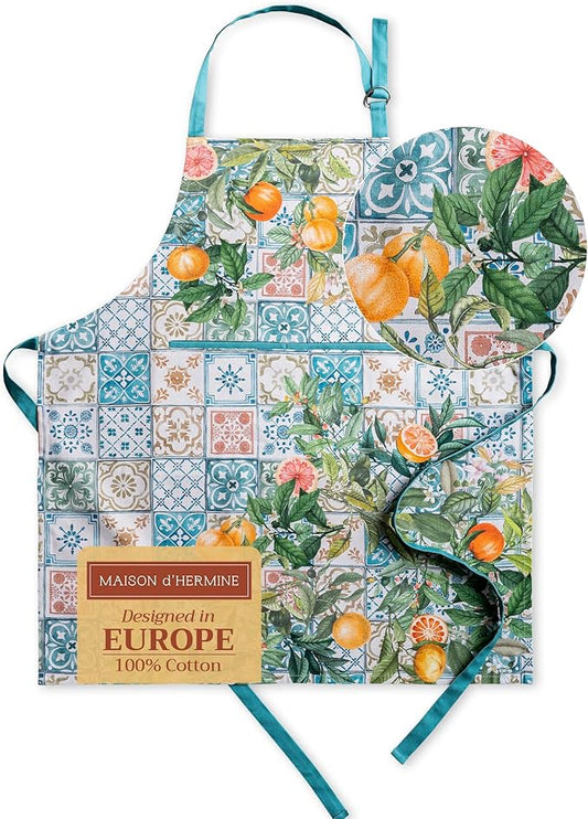 Maison d' Hermine 100% Cotton Apron for women with Pocket Kitchen Chef Apron for Men Cooking Gardening Server Waitress