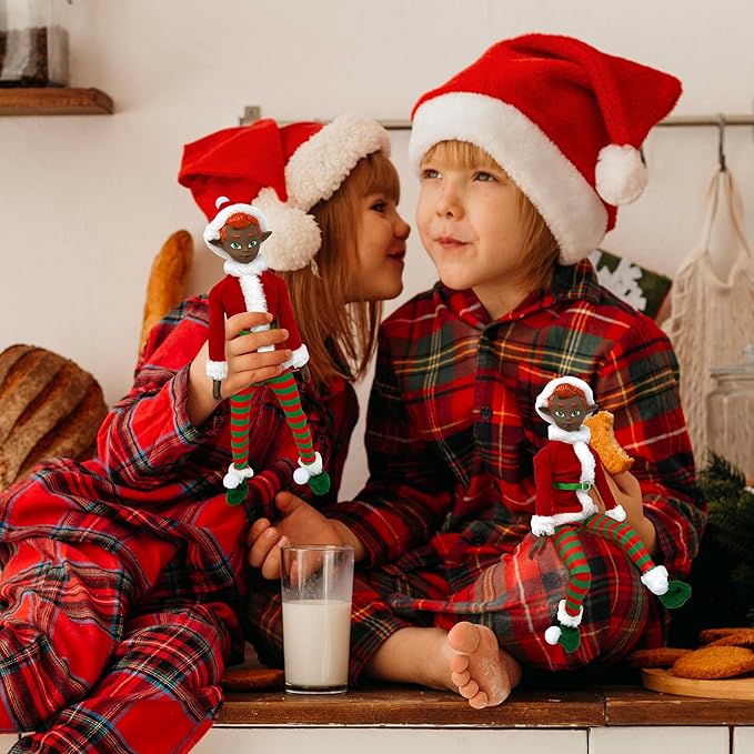 The Original Elf Christmas Dolls, 12" Christmas Elf Doll, Toy Elf for Kids or Décor, Mini Toy Elf Dolls for Christmas, Christmas Elf Decorations, Poseable Little Elf Shelf Sitters with Dangling Legs