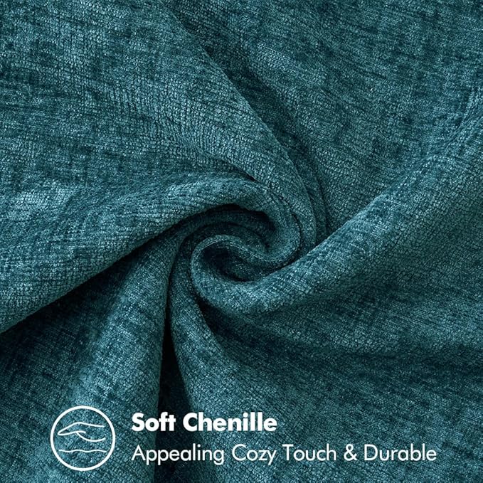 MIULEE Pack of 2 Couch Throw Pillow Covers 12x20 Inch Dark Teal Farmhouse Decorative Pillow Covers with Stitched Edge Soft Chenille Solid Dyed Spring Pillow Covers for Sofa Bed Living Room