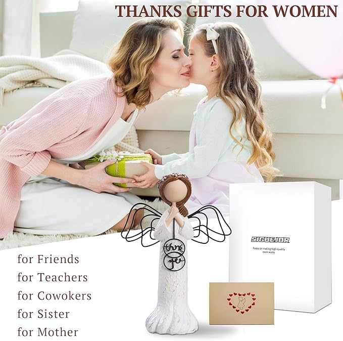 Thank You Angel Gifts for Women, Teachers, Coworkers - Perfect for Employee Appreciation, Thanksgiving, and Gratitude - Hand-Painted Sculpted Figure for Friends and Colleagues