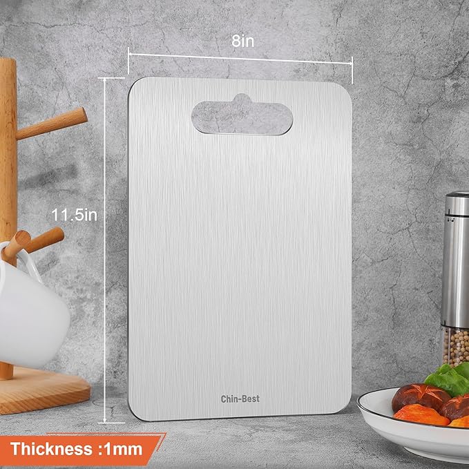 Titanium Cutting Boards For Kitchen, Double-Sided Food-Grade Kitchen Stainless Cutting Board, Non-Toxic & Non-Slip, Dishwasher Safe, Ideal For Indoor, Outdoor, Camping & Bbq Parties, S 11.5" * 8"