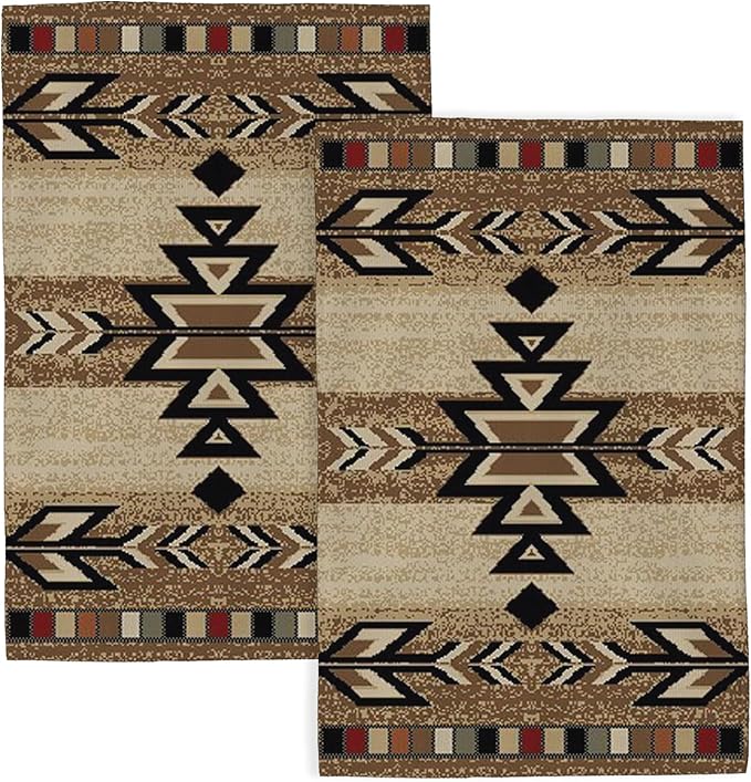 Western Kitchen Towels 16x24 Inch Brown Black Boho Aztec Decor Dish Towels Rustic Beige Native Geometic American Decoration Hand Towels Absorbent Dish Cloths for Home Kitchen Dining Set of 2