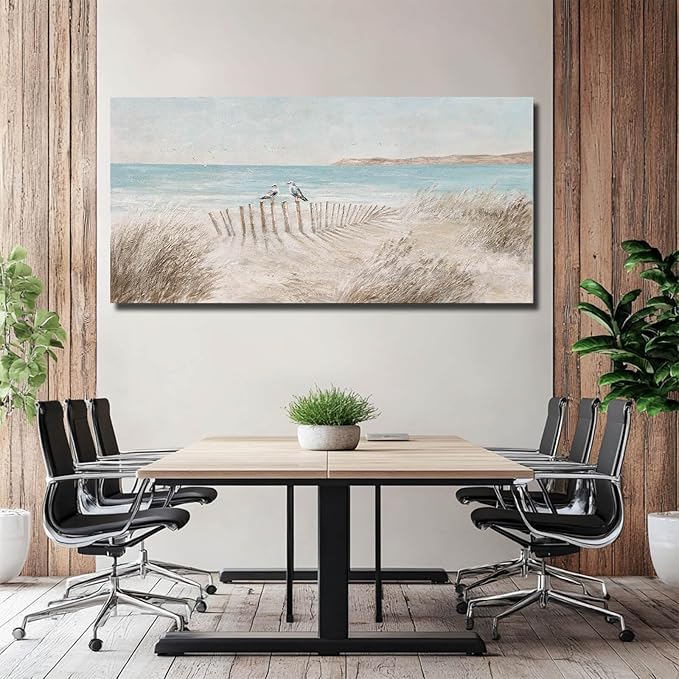 GAIDUOMAI Coastal Wall Art Blue and Beige Canvas Prints Animal Wall Decor Large Landscape Artwork for Living Room Dining Room 29x58 Inch hallway Decor