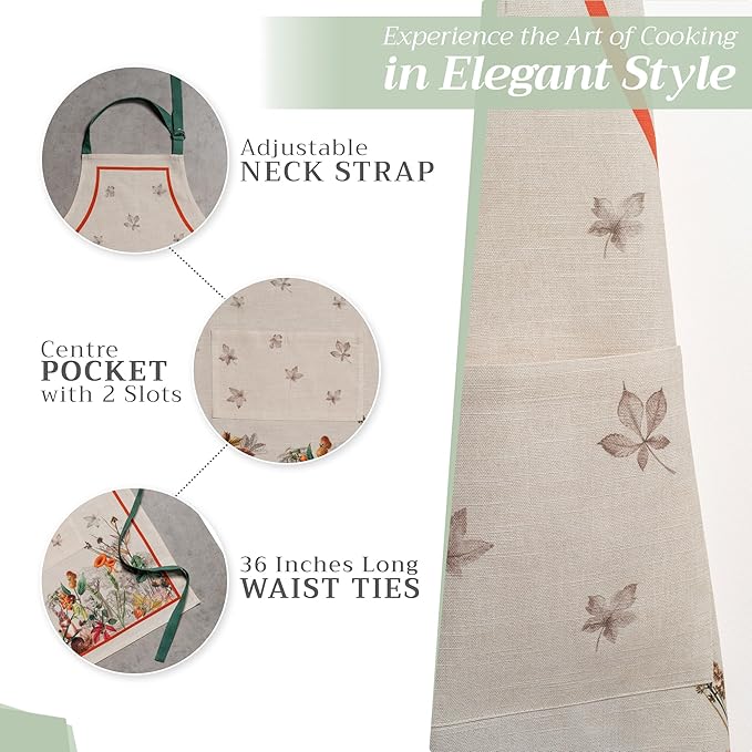 Maison d' Hermine 100% Cotton Apron for women with Pocket Kitchen Chef Apron for Men Cooking Gardening Server Waitress