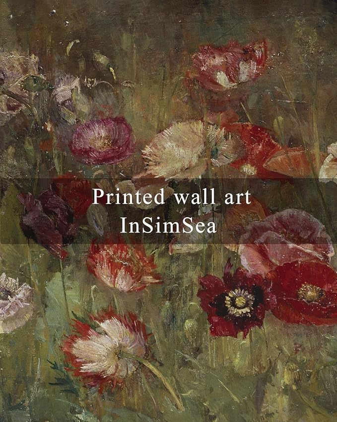 InSimSea Square Framed Canvas Wall Art, Flower Classical Floral Scenic Oil Painting Canvas Wall Art Prints, Desk Decor Artwork, Rustic Wall Decor for Bedroom Bathroom, Office 10"x10"