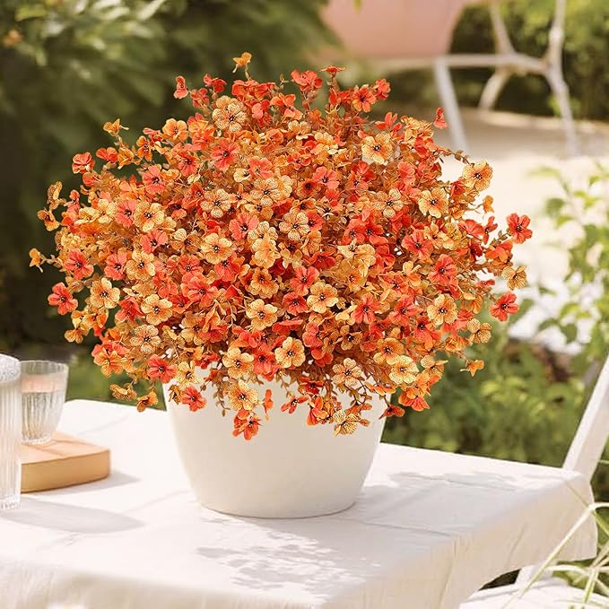 Agusbagli 72 Bundles Fake Fall Flowers for Outdoor UV Resistant Artificial Fall Boxwood Plants No Fade Faux Autumn Flowers Arrangements for Outdoor Home Planter Porch Garden Thanksgiving Fall Decor