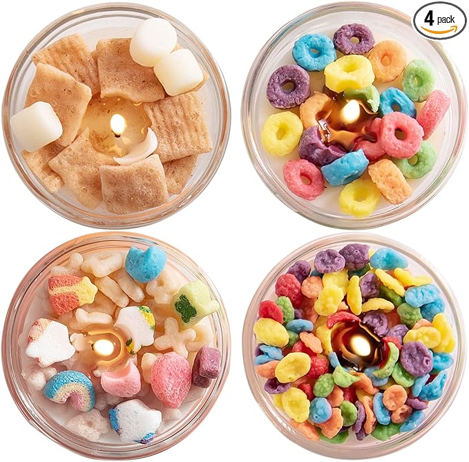 Mini Mix Funny Cereal Bowl Scented Soy Aromatherapy Candles for Birthday Party Wedding Favor (4pcs/Pack)