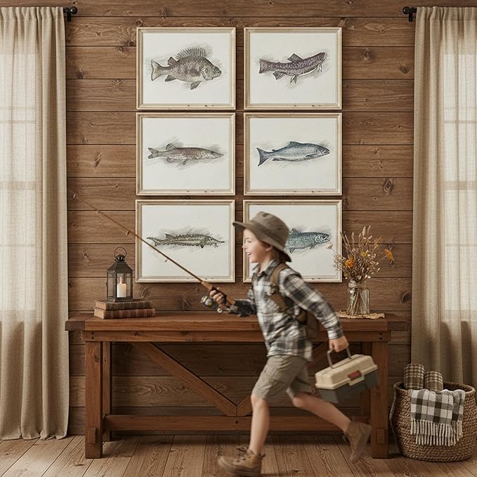 Fish Sketches Wall Art Prints (Set of 6) - 8x10s | Beautifully Detailed Aquatic Artwork for Home or Office Decor | Living Room Decor | Modern Wall Art | Kids' Room Decor | Bedroom Decor