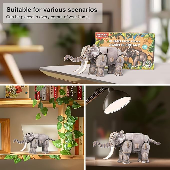 Elephant Toy Paper 3D Puzzles with Sound, Gift Toys for Kids Ages 8-12 Years Old,…