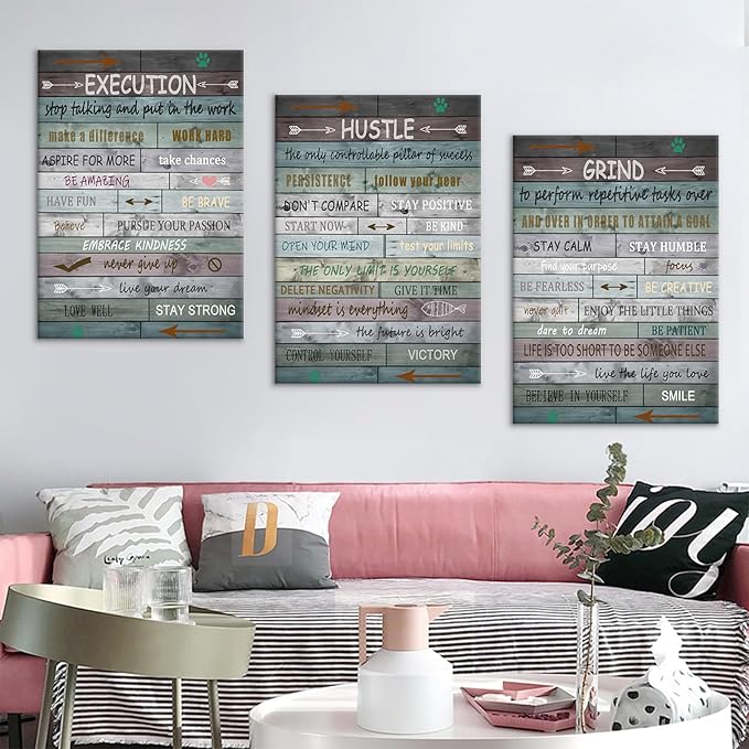 Inspirational Canvas Wall Art Poster Print Home Decor Motivational Entrepreneur Quotes Picture Painting Positive Theme Wall Artwork for Living Room Gym Office School Stretched and Framed [60''Wx28''H]