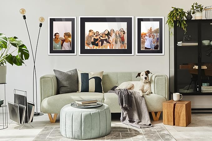 16x20 Frame White Wood with Black Mat | 18x24 Frame Matted to 16x20 | Display Your Poster Under UV Acrylic Shatter Guard Front, with Foam Board Backing and Wall Hanging Hardware - Gallery Wood Frame