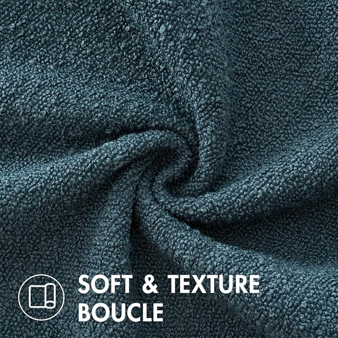 MIULEE 20x20 Inch Decorative Pillow Covers for Couch Bed Set of 2 Textured Boucle Neutral Throw Pillows Dark Blue Accent Solid Cushion Pillowcase Cozy Soft Sofa Livingroom Home Decor