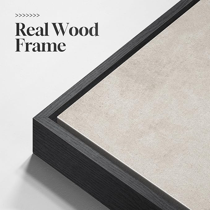 Framed Neutral Abstract Wall Art Set of 2, Black Beige Modern Canvas Prints Paintings Artwork for Walls, Minimalist Block Lines Pictures for Living Room, Dining Room, Bedroom Wall Decor 16x24 In