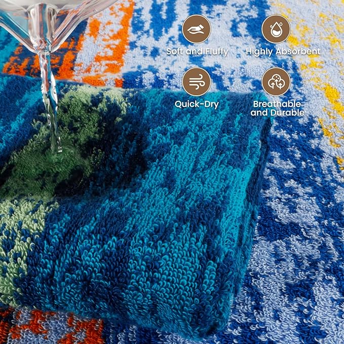 SEMAXE 4-Pack Luxury Bath Towels for Bathroom, 100% Cotton, Soft, Absorbent, and Quick-Drying, 55"x27", Starry Night, Perfect for Hotels, Gyms, and Spas