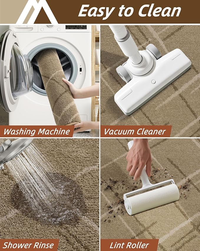 COSY HOMEER Kitchen Mats, 2 PCS Kitchen Rug Non Slip Washable, Absorbent Runner Rugs for Kitchen Floor, Polyester Kitchen Sink Rug 24"x36" + 24"x60"(Beige)