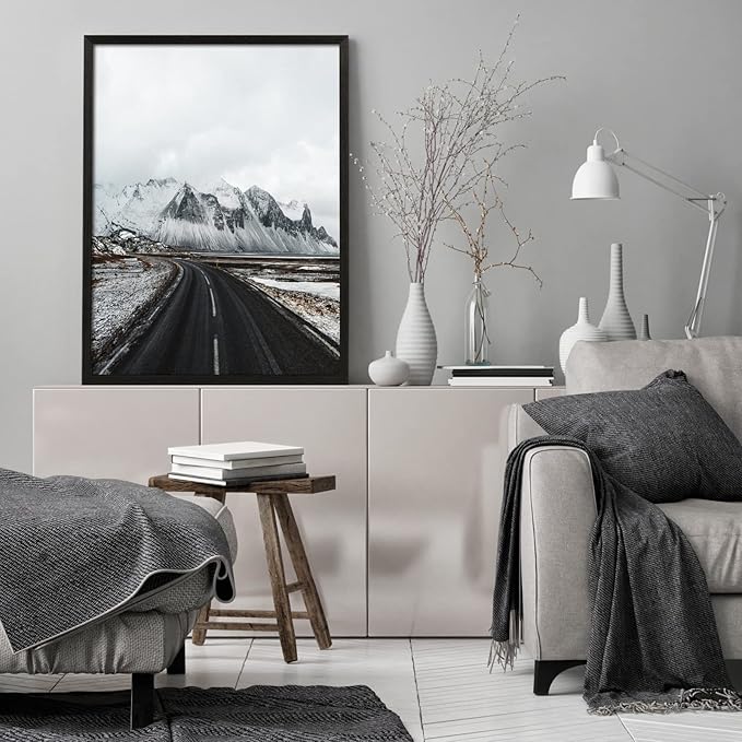 Yaetm 12x16 Black Picture Frame with Mat for 8.5x11 Set of 4, Solid Wood Frame 12 x 16 for Photos, Posters & Art Prints, Horizontal and Vertical Wall Mount (4 pack, Anthracite Black)