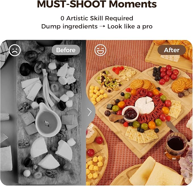 Charcuterie Board and Serving Set -Natural Bamboo Cheese Board Snack Tray Set with Magnetic - House Warming Gifts New Home, Wedding Gift for Couple, Bridal Shower Gift, Perfect for Party