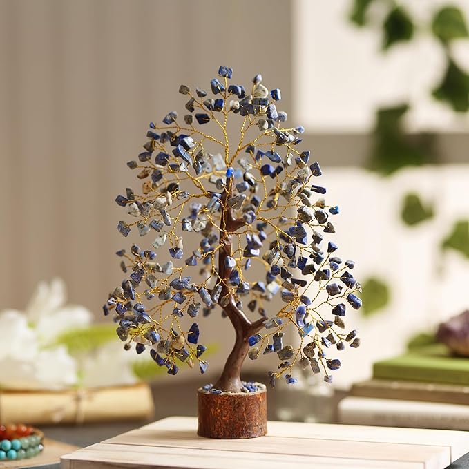 Lapis Lazuli Stone Money Tree | Tree of Life | Energy Healing Stones | Feng Shui Bonsai | Reiki Crystal Healing | Good Luck | Chakra Tree | Spiritual | Crystal Gifts | Office Home Decor