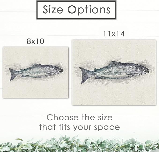 Fish Sketches Wall Art Prints (Set of 6) - 8x10s | Beautifully Detailed Aquatic Artwork for Home or Office Decor | Living Room Decor | Modern Wall Art | Kids' Room Decor | Bedroom Decor