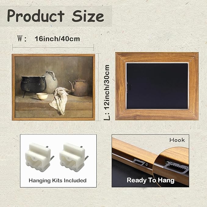 KBKBART Framed Vintage Wall Art, Farmhouse Kitchen Wall Art Prints Country Wall Decor, Vintage Rustic Kitchen Sign Canvas Painting, Kitchen Decor Canvas Wall Art for Dining Room, Bedroom, Living Room, Gallery, Vintage Wall Decor(12"x16")