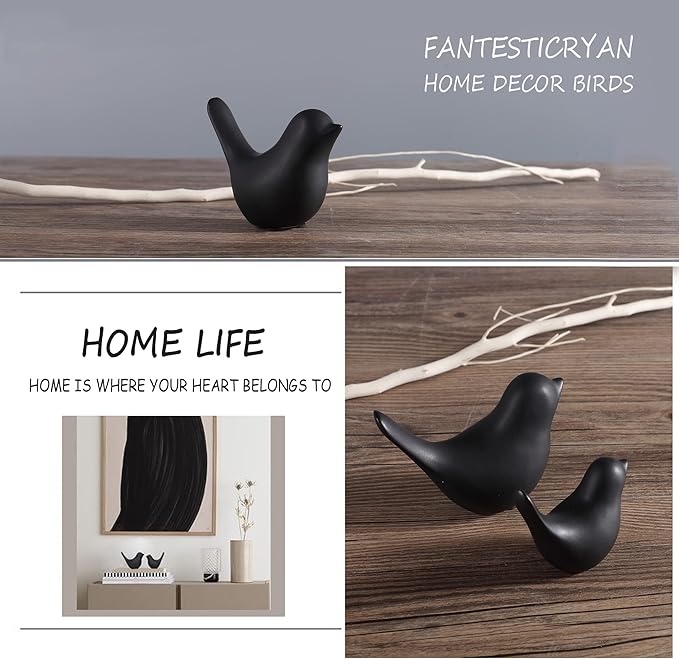 FANTESTICRYAN Small Animal Statues Home Decor Modern Style Black Decorative Ornaments for Living Room, Bedroom, Office Desktop, Cabinets…