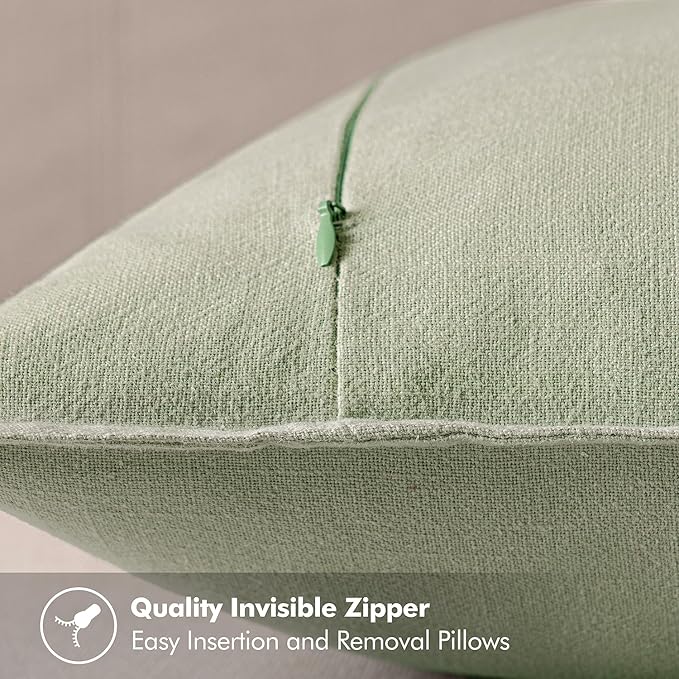 MIULEE Decorative Linen Pillow Covers 20x20 Inch Light Green Boho Farmhouse Neutral Couch Throw Pillows for Bed Pack of 2 Accent Modern Pillowcase Summer Sofa Livingroom Home Decor