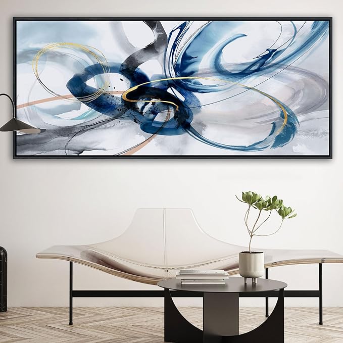 KLAKLA Abstract Wall Art 86x39 Inches - Huge Canvas Picture Wall Decor Living Room Oversized Artwork for Walls Bedroom Office Decoration Modern Frame Wall Art