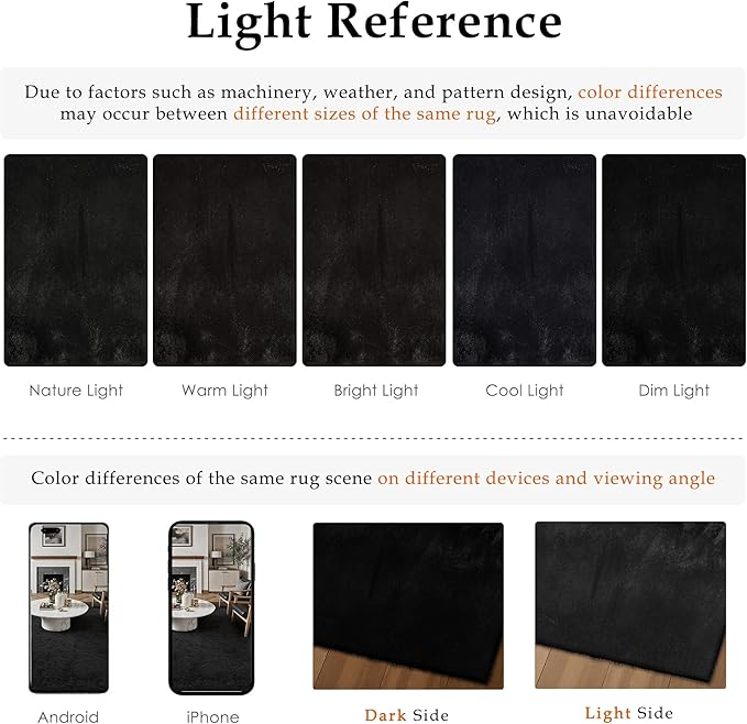 2x6 Area Rug for Bedroom, Modern Black Super Shag Shaggy Soft Runner Carpet Washable Fluffy Rugs for Living Room Bedside Sofa Home Dorm Decor Aesthetic